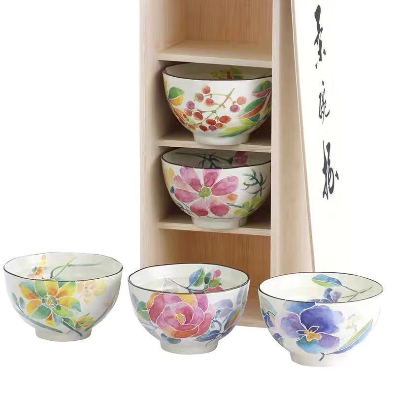 Japanese Mino-yaki Handmade Home Multicolored Ceramic Rice Bowl Soup - Grand Goldman