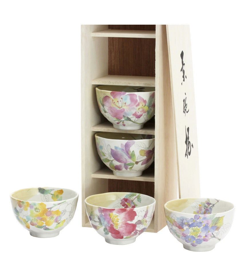 Japanese Mino-yaki Handmade Home Multicolored Ceramic Rice Bowl Soup - Grand Goldman