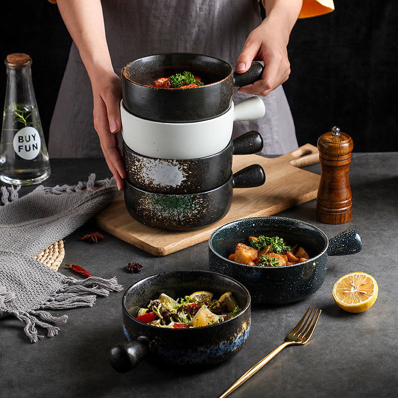 Japanese Style Ceramic Bowl With Lid Handle For Instant Noodles - Grand Goldman