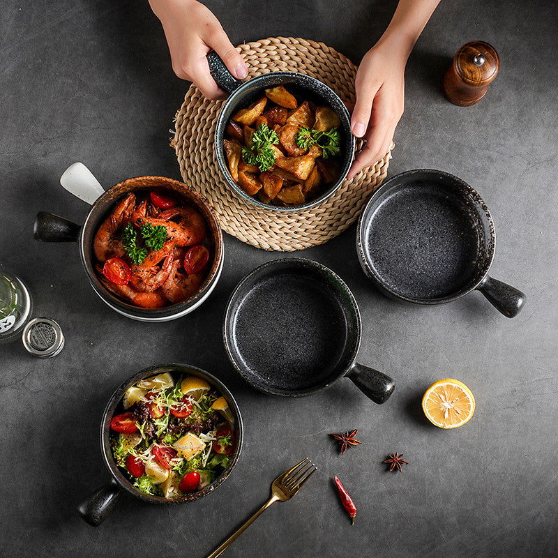 Japanese Style Ceramic Bowl With Lid Handle For Instant Noodles - Grand Goldman