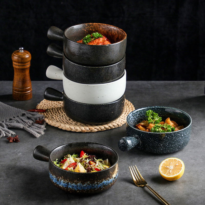 Japanese Style Ceramic Bowl With Lid Handle For Instant Noodles - Grand Goldman