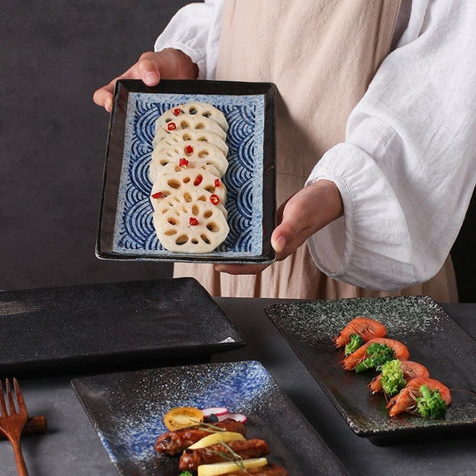 Japanese Style Ceramic Plate Rectangular Sushi Plate Plate Dish Household Hotel Tableware - Grand Goldman