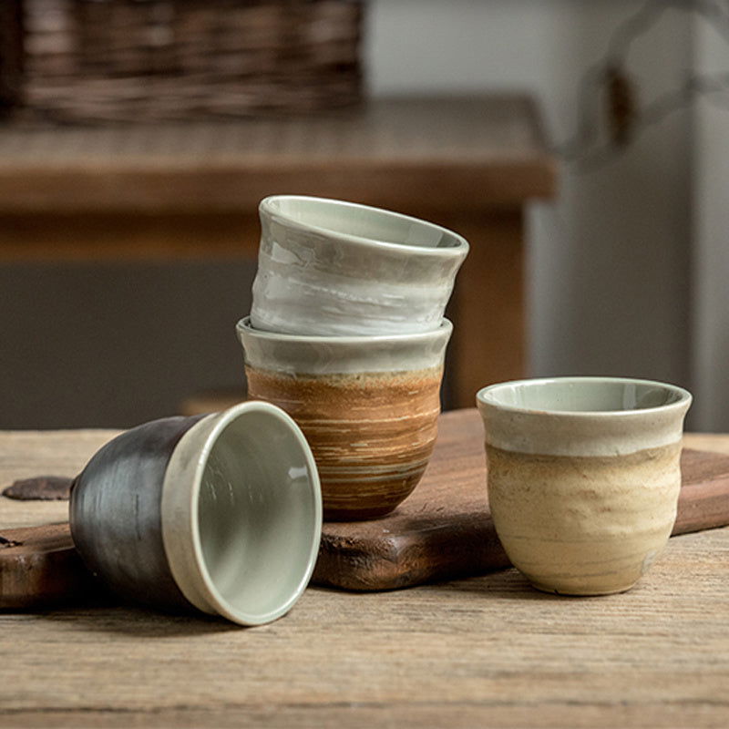 Japanese Style Coarse Pottery Cup Retro Hand Made Tea Cup Gradient Color Cup - Grand Goldman