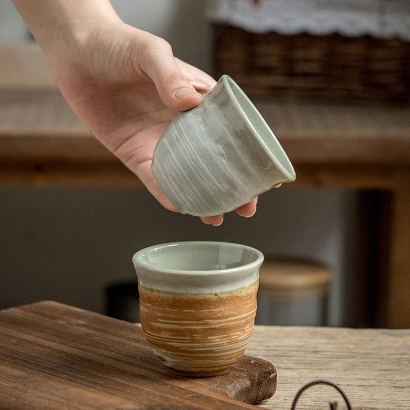 Japanese Style Coarse Pottery Cup Retro Hand Made Tea Cup Gradient Color Cup - Grand Goldman