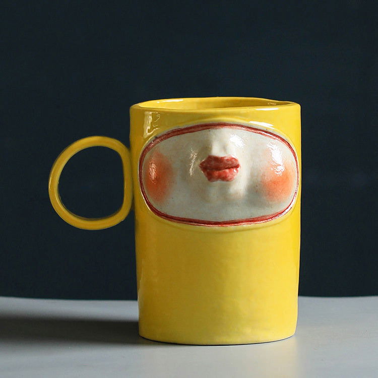 Japanese Style French Kiss Ceramic Mug Personalized Lips Coffee Cup with Geisha Mouth - Grand Goldman