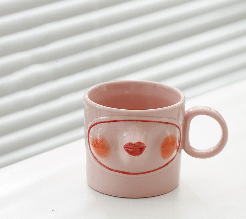 Japanese Style French Kiss Ceramic Mug Personalized Lips Coffee Cup with Geisha Mouth - Grand Goldman