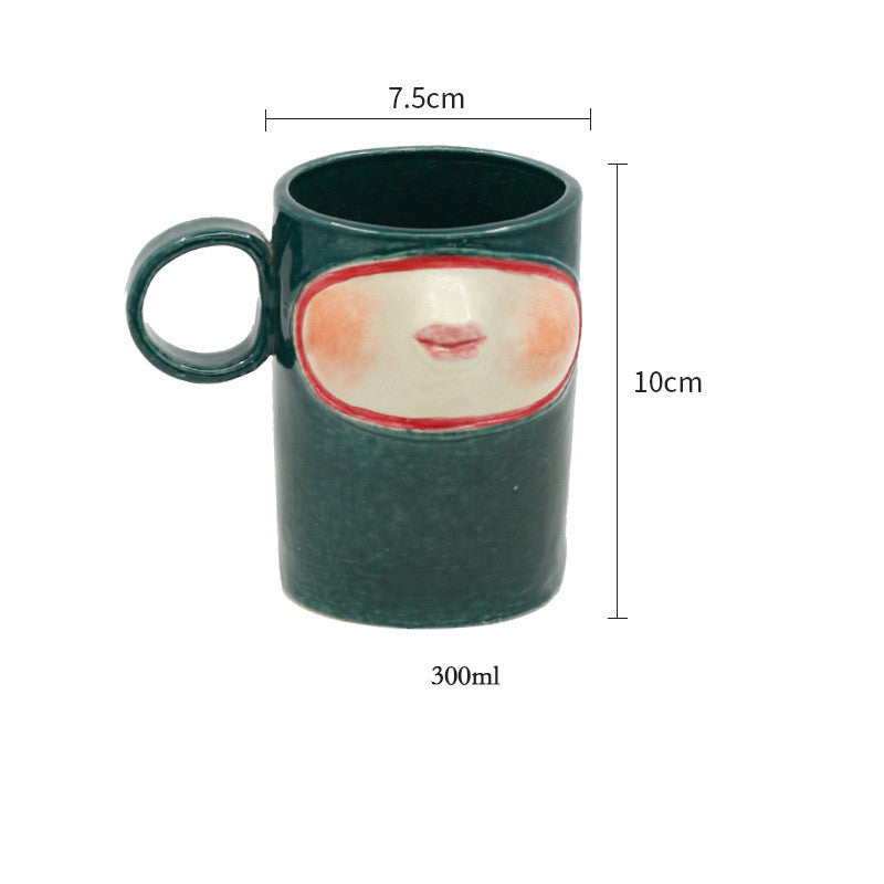 Japanese Style French Kiss Ceramic Mug Personalized Lips Coffee Cup with Geisha Mouth - Grand Goldman