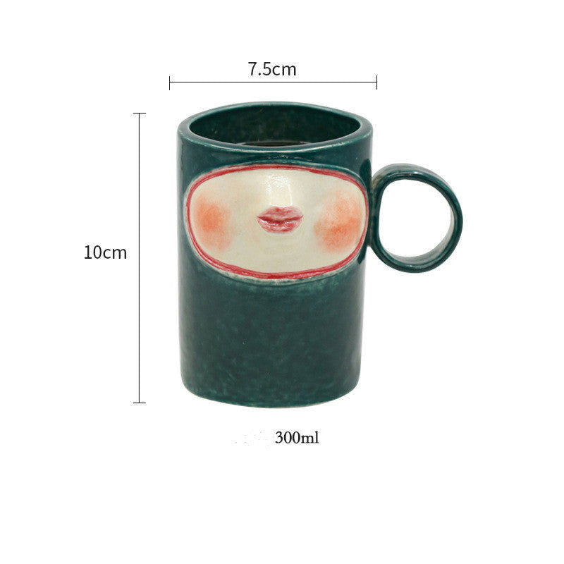 Japanese Style French Kiss Ceramic Mug Personalized Lips Coffee Cup with Geisha Mouth - Grand Goldman