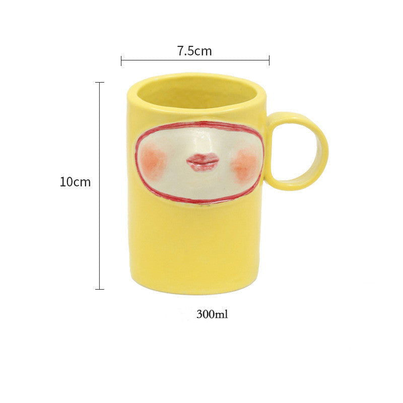 Japanese Style French Kiss Ceramic Mug Personalized Lips Coffee Cup with Geisha Mouth - Grand Goldman