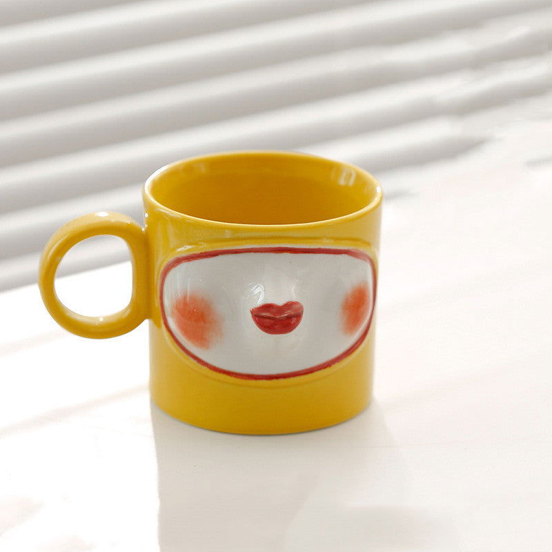 Japanese Style French Kiss Ceramic Mug Personalized Lips Coffee Cup with Geisha Mouth - Grand Goldman