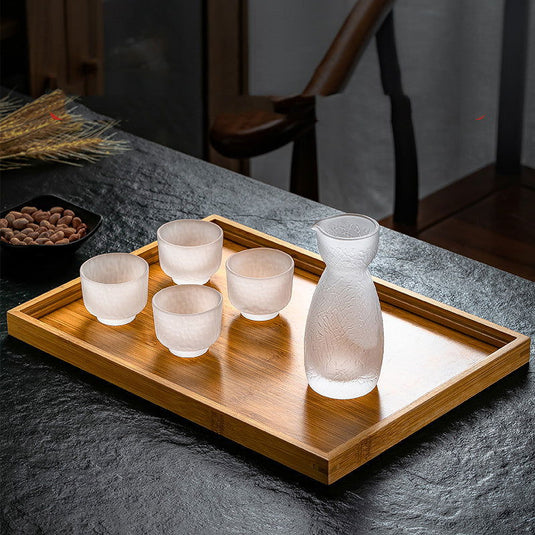 Japanese Style Frosted Sake Jug Set Glass Drinking Utensils - Grand Goldman