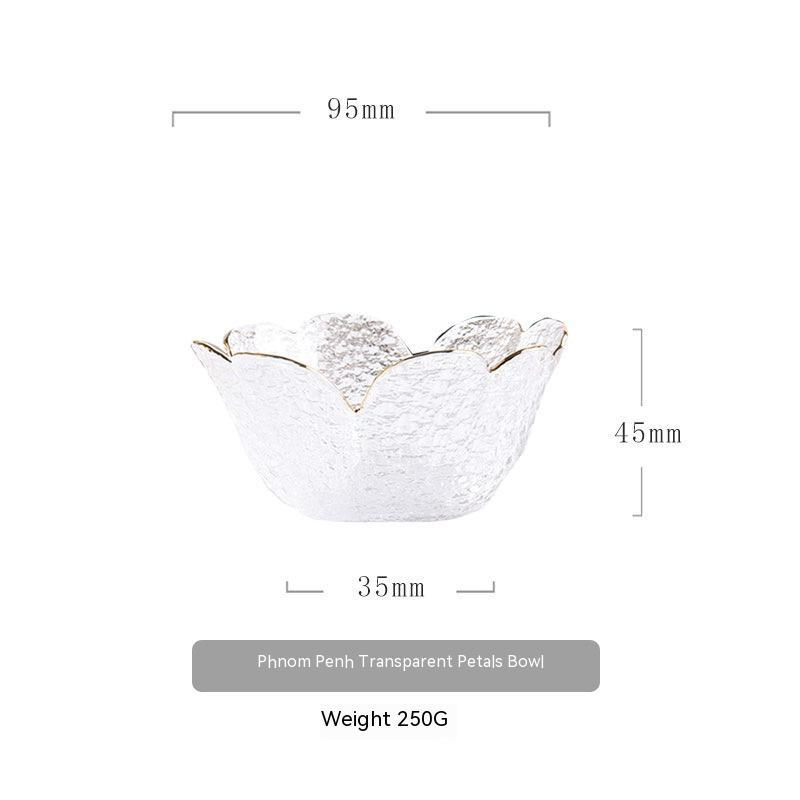 Japanese Style Hammer Pattern Petal Glass Bowl Plate Set - Grand Goldman