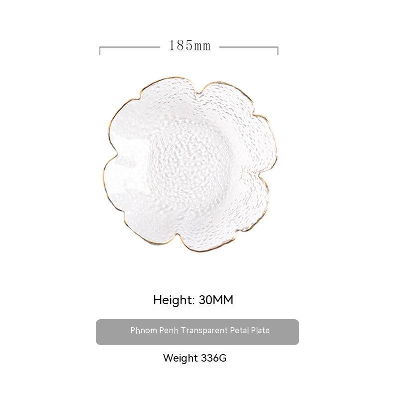 Japanese Style Hammer Pattern Petal Glass Bowl Plate Set - Grand Goldman