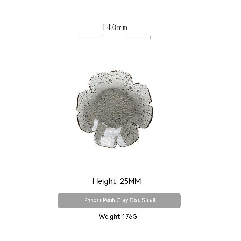 Japanese Style Hammer Pattern Petal Glass Bowl Plate Set - Grand Goldman