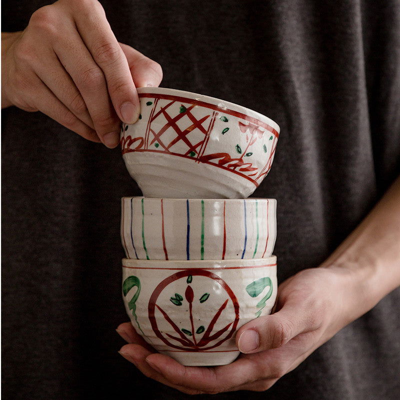 Japanese Style Household Handmade Ceramic Rice Bowl Hand-painted Pattern - Grand Goldman