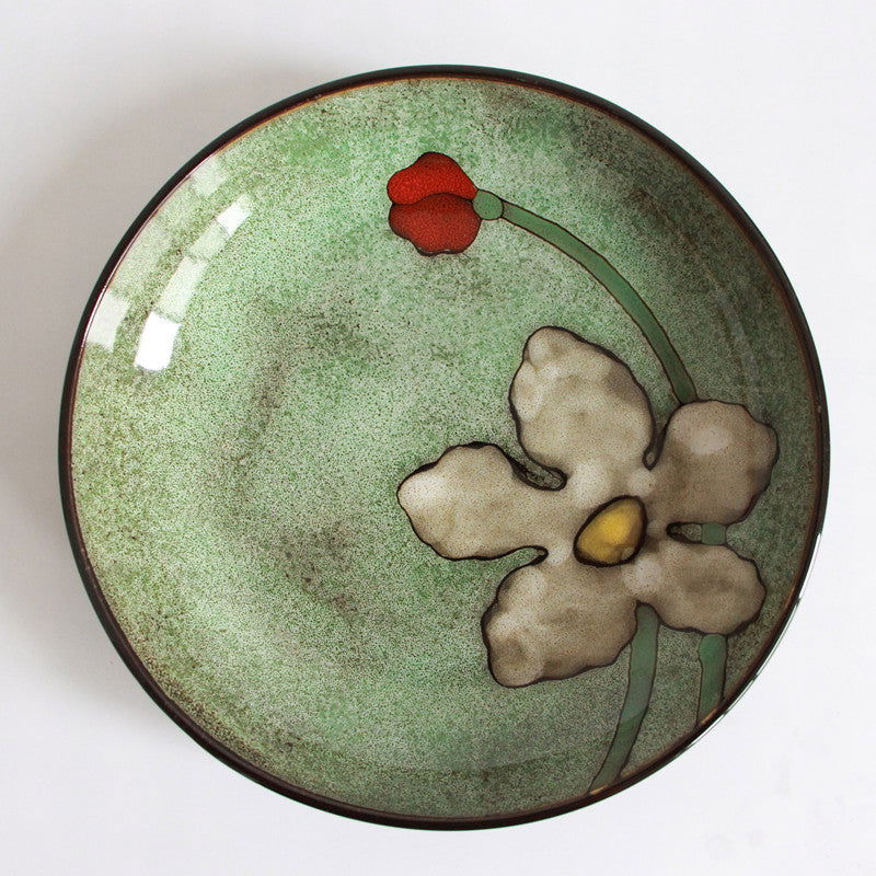 Japanese Style Kiln Flower Tableware High-End Restaurant, Ceramic Plates & Wind Flat Floral Dish Underglaze Vintage Colors - Grand Goldman