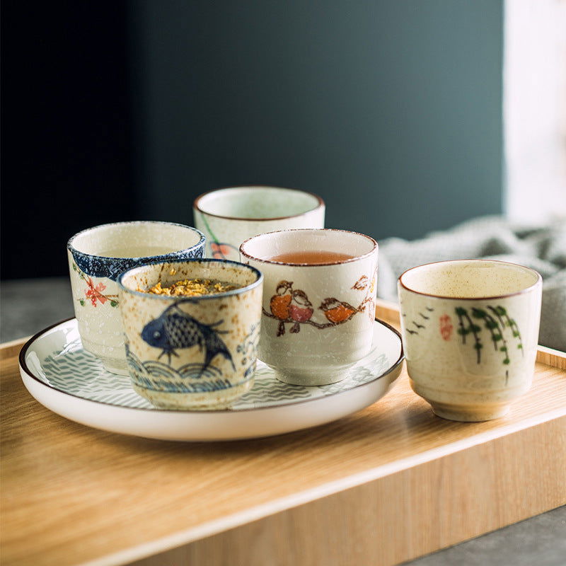 Japanese Style Retro Ceramic Small Pastoral Bird And Beast Tea Cup - Grand Goldman