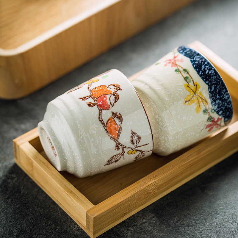 Japanese Style Retro Ceramic Small Pastoral Bird And Beast Tea Cup - Grand Goldman