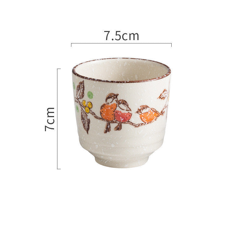 Japanese Style Retro Ceramic Small Pastoral Bird And Beast Tea Cup - Grand Goldman