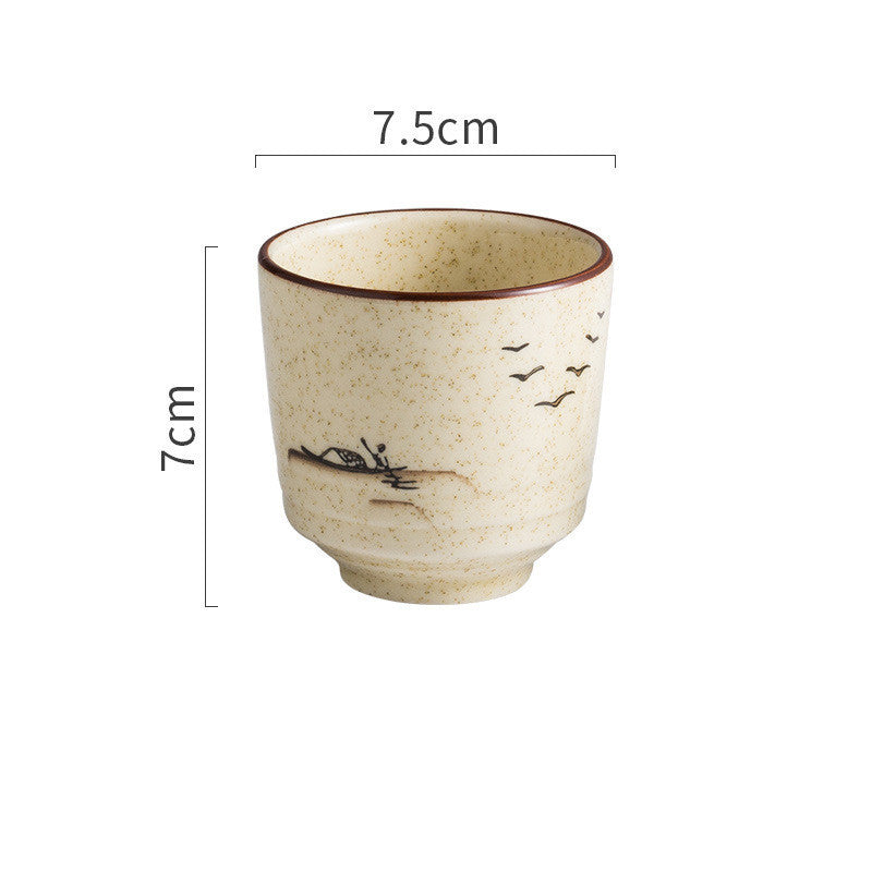 Japanese Style Retro Ceramic Small Pastoral Bird And Beast Tea Cup - Grand Goldman