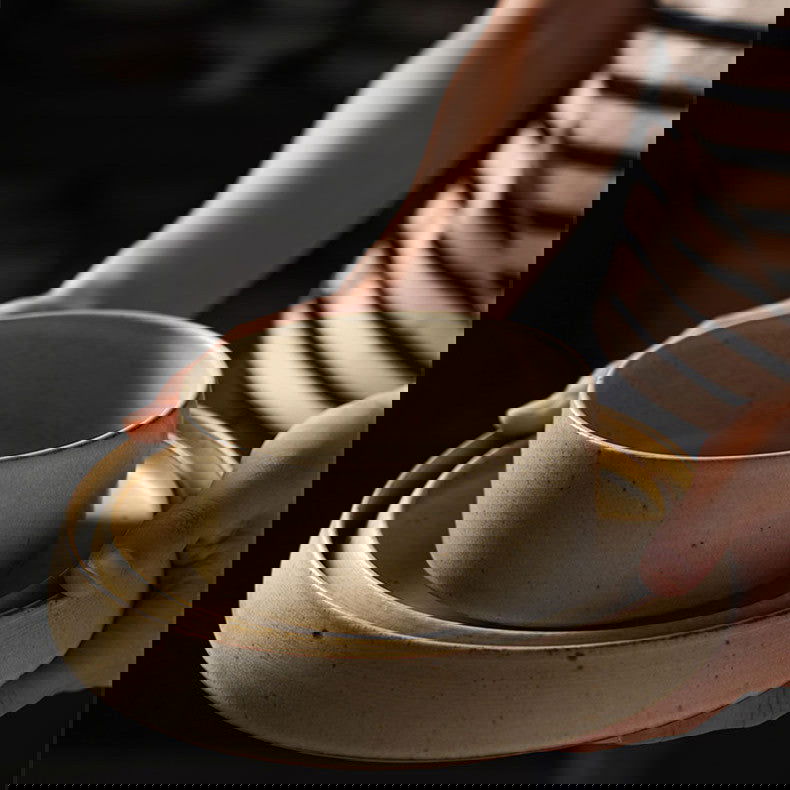 Japanese Style Rough Pottery Plate Retro Style - Grand Goldman