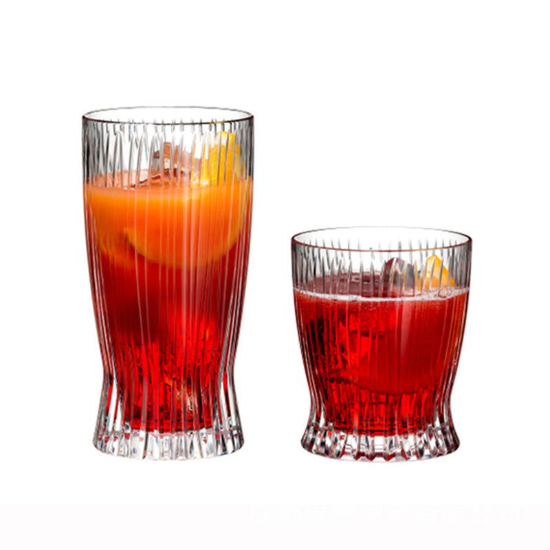 Japanese Style Striped Glass Whiskey Glass Colin Glass Juice Glass Foreign Wine Glass Ice Hockey Glass Cut Flower Long Drink Glass Colin Glass - Grand Goldman