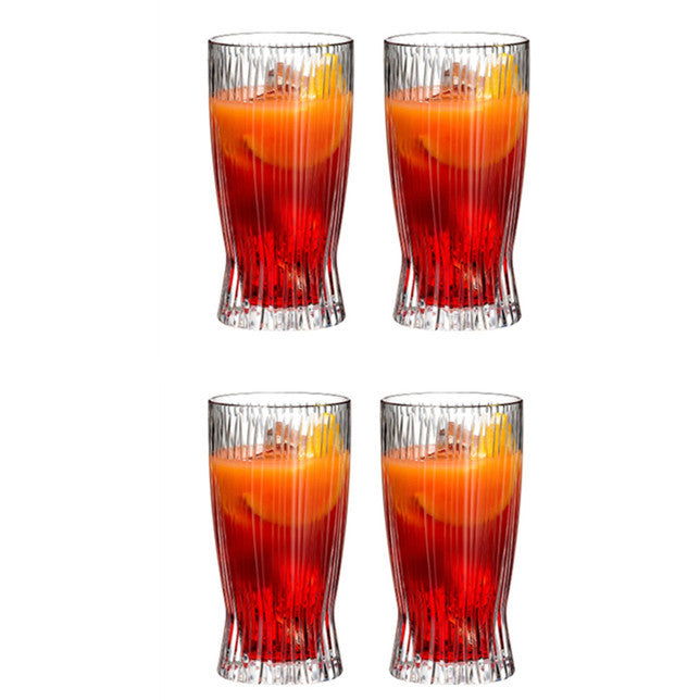 Japanese Style Striped Glass Whiskey Glass Colin Glass Juice Glass Foreign Wine Glass Ice Hockey Glass Cut Flower Long Drink Glass Colin Glass - Grand Goldman