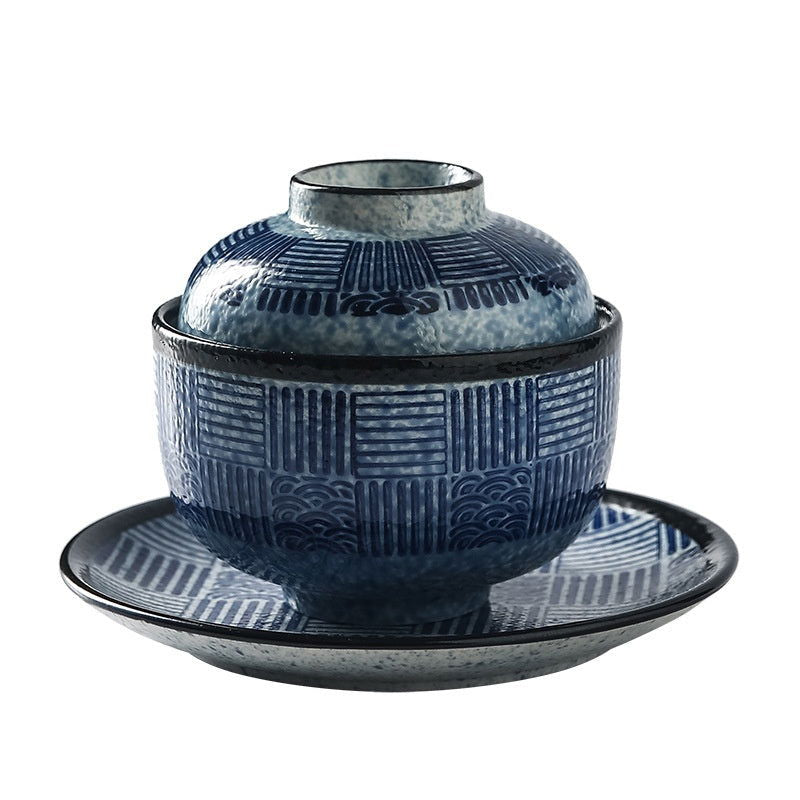 Japanese Style Tableware Ceramic Soup Bowl With Lid Tureen - Grand Goldman