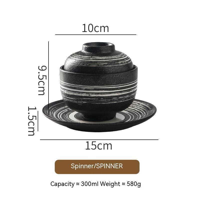 Japanese Style Tableware Ceramic Soup Bowl With Lid Tureen - Grand Goldman