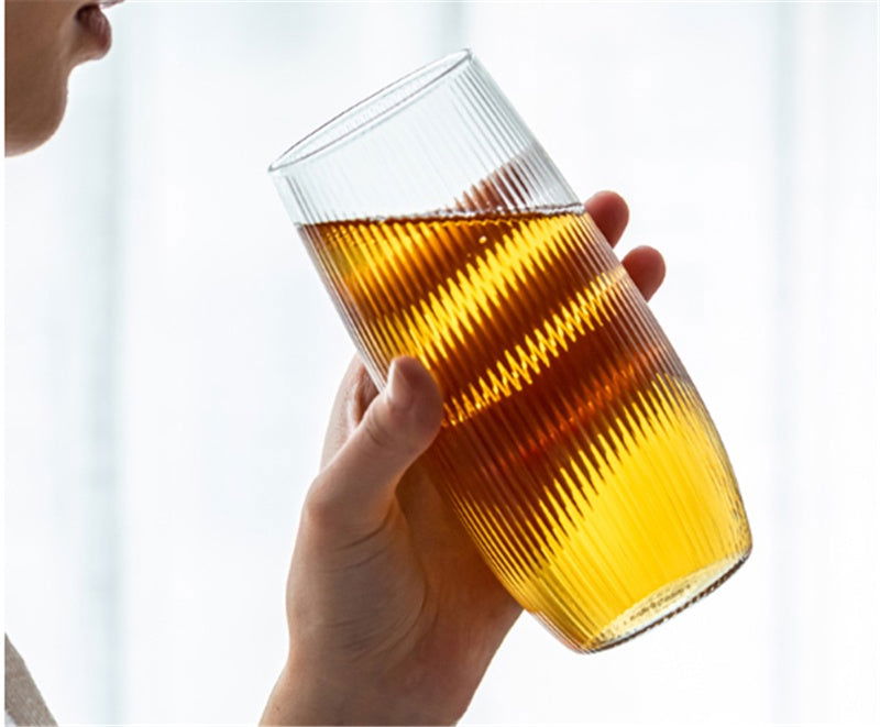 Japanese Style Vertical Stripe Glass Household Heat-resistant Water Cup - Grand Goldman