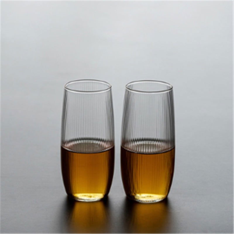 Japanese Style Vertical Stripe Glass Household Heat-resistant Water Cup - Grand Goldman