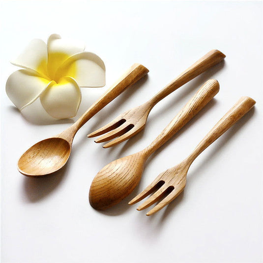 Japanese Style Wooden Spoon And Fork Set - Grand Goldman