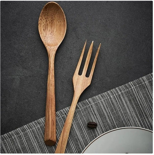 Japanese Style Wooden Spoon And Fork Set - Grand Goldman