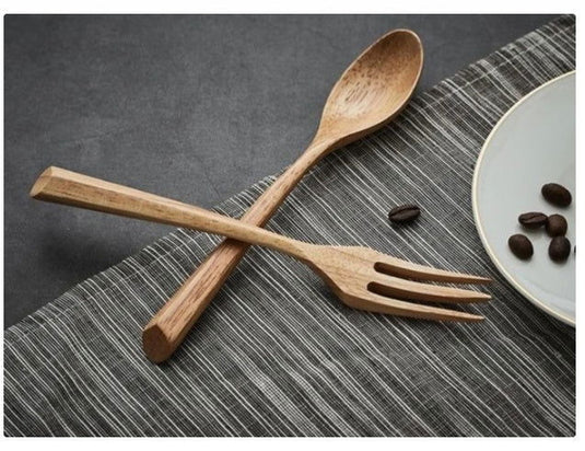 Japanese Style Wooden Spoon And Fork Set - Grand Goldman