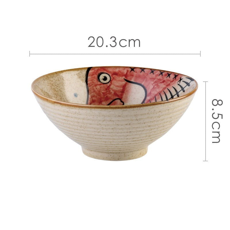 Japanese Underglaze Hand-painted Ceramic Ramen Bowl - Grand Goldman