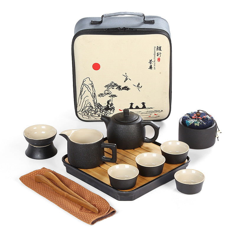 Japanese black pottery tea set - Grand Goldman