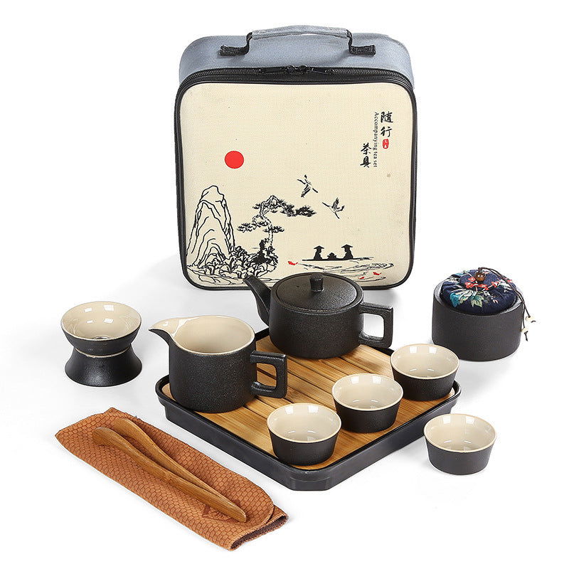 Japanese black pottery tea set - Grand Goldman
