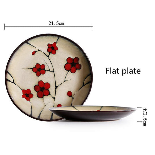 Japanese style flower ceramic household tableware set - Grand Goldman