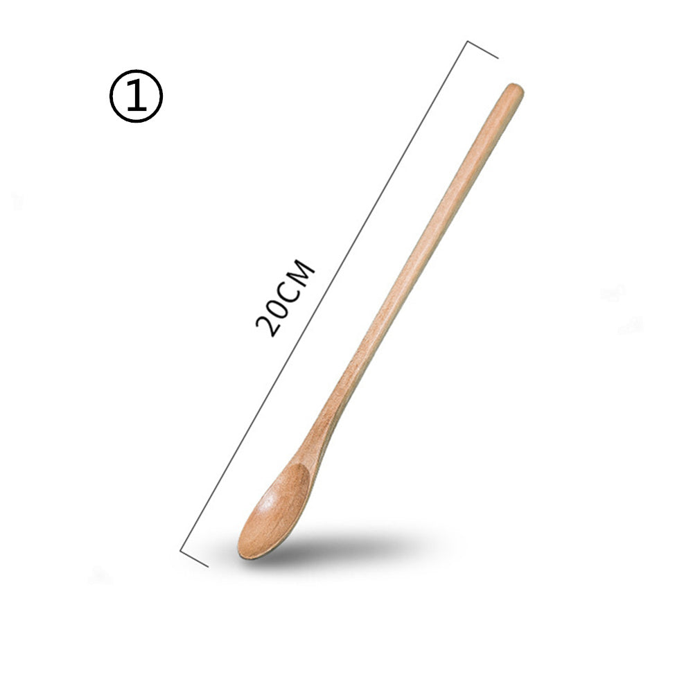 Japanese style solid color wooden lotus long handle spoon - Grand Goldman