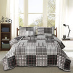 Jessy Home Bedspread Set Queen Size Quilt Set Bedding Lightweight Bedspread Plaid Patchwork Bedding Reversible Quilt Stripe Line Style Mens Quilts Coverlet Soft Breathable Bedspread Queen Bed - Grand Goldman