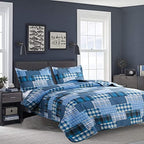 Jessy Home Bedspread Set Queen Size Quilt Set Bedding Lightweight Bedspread Plaid Patchwork Bedding Reversible Quilt Stripe Line Style Mens Quilts Coverlet Soft Breathable Bedspread Queen Bed - Grand Goldman