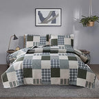 Jessy Home Bedspread Set Queen Size Quilt Set Bedding Lightweight Bedspread Plaid Patchwork Bedding Reversible Quilt Stripe Line Style Mens Quilts Coverlet Soft Breathable Bedspread Queen Bed - Grand Goldman
