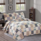 Jessy Home Bedspread Set Queen Size Quilt Set Bedding Lightweight Bedspread Plaid Patchwork Bedding Reversible Quilt Stripe Line Style Mens Quilts Coverlet Soft Breathable Bedspread Queen Bed - Grand Goldman
