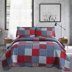 Jessy Home Bedspread Set Queen Size Quilt Set Bedding Lightweight Bedspread Plaid Patchwork Bedding Reversible Quilt Stripe Line Style Mens Quilts Coverlet Soft Breathable Bedspread Queen Bed - Grand Goldman