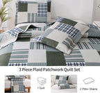 Jessy Home Bedspread Set Queen Size Quilt Set Bedding Lightweight Bedspread Plaid Patchwork Bedding Reversible Quilt Stripe Line Style Mens Quilts Coverlet Soft Breathable Bedspread Queen Bed - Grand Goldman