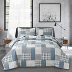Jessy Home Bedspread Set Queen Size Quilt Set Bedding Lightweight Bedspread Plaid Patchwork Bedding Reversible Quilt Stripe Line Style Mens Quilts Coverlet Soft Breathable Bedspread Queen Bed - Grand Goldman