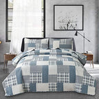 Jessy Home Bedspread Set Queen Size Quilt Set Bedding Lightweight Bedspread Plaid Patchwork Bedding Reversible Quilt Stripe Line Style Mens Quilts Coverlet Soft Breathable Bedspread Queen Bed - Grand Goldman