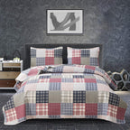 Jessy Home Bedspread Set Queen Size Quilt Set Bedding Lightweight Bedspread Plaid Patchwork Bedding Reversible Quilt Stripe Line Style Mens Quilts Coverlet Soft Breathable Bedspread Queen Bed - Grand Goldman
