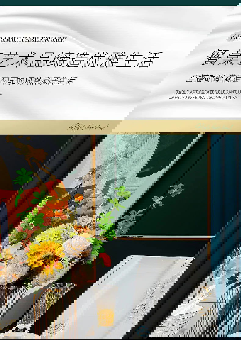 Jingdezhen Bone Porcelain Bowl and Dish Set, Light Luxury Ceramic Tableware Bowl and Chopstick Set - Grand Goldman