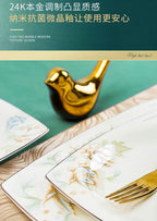 Jingdezhen Bone Porcelain Bowl and Dish Set, Light Luxury Ceramic Tableware Bowl and Chopstick Set - Grand Goldman